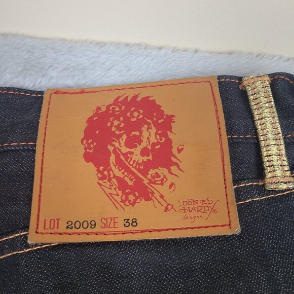 Vintage 2000's Denim Jeans‎ with Rhinestone Skull Decals Size 38 EUC - Picture 9 of 15